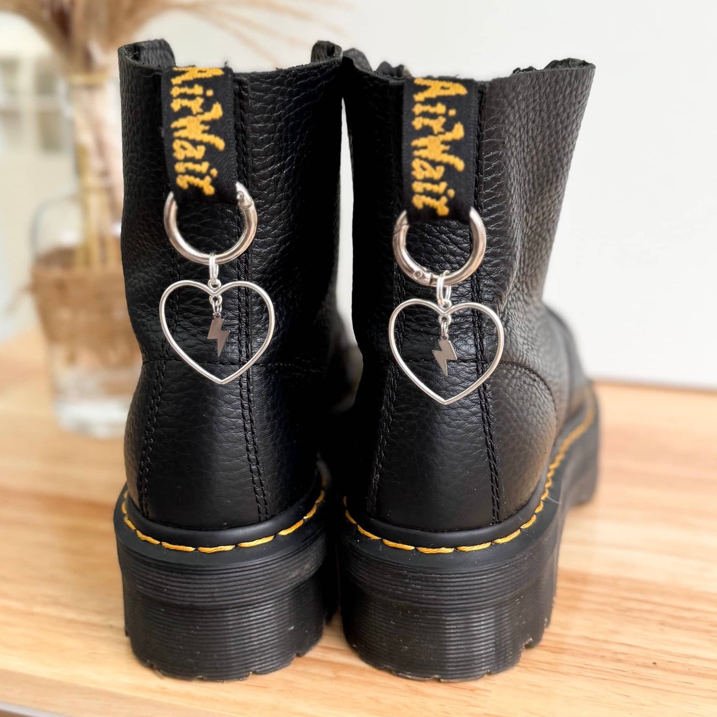 Lightening Bolt Heart-Shaped Boot Charms