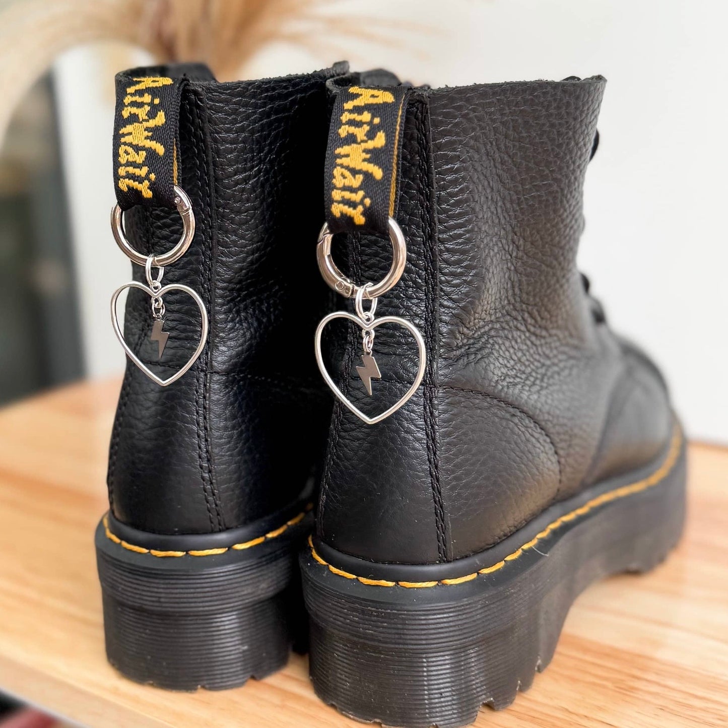 Lightening Bolt Heart-Shaped Boot Charms