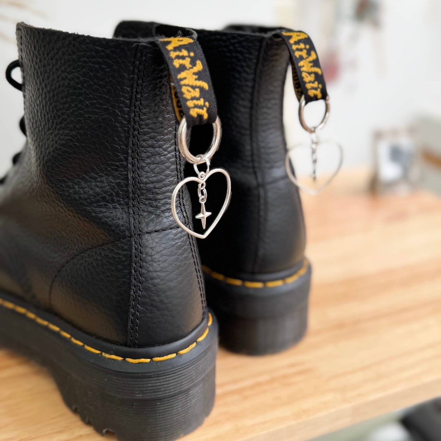 Sparkling Heart-Shaped Boot Charms