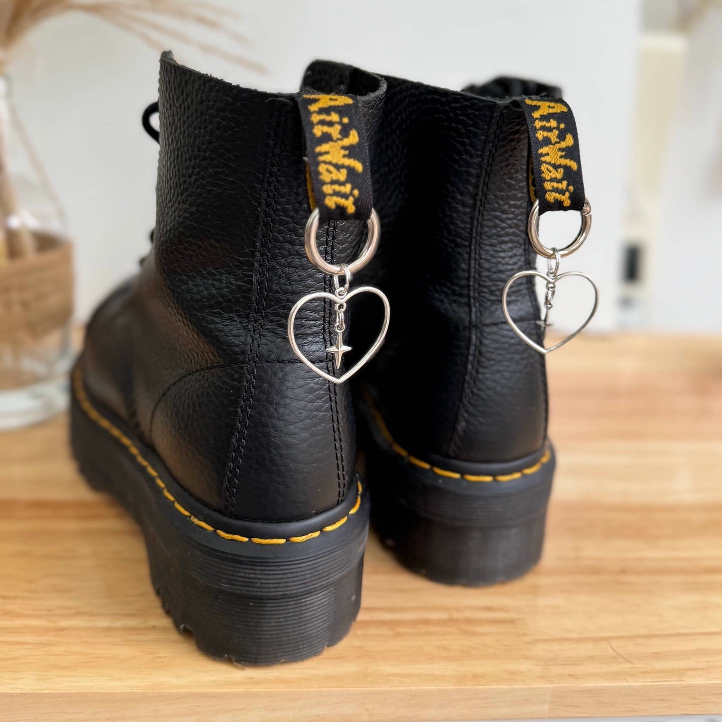 Sparkling Heart-Shaped Boot Charms