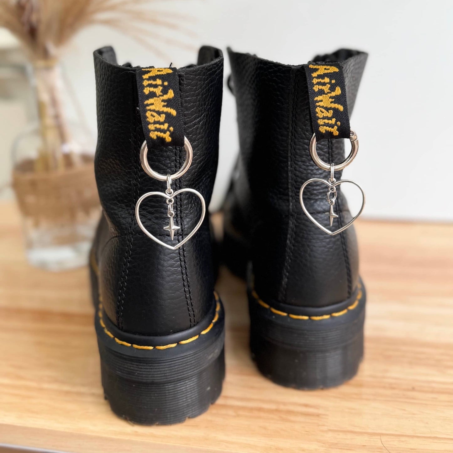 Sparkling Heart-Shaped Boot Charms