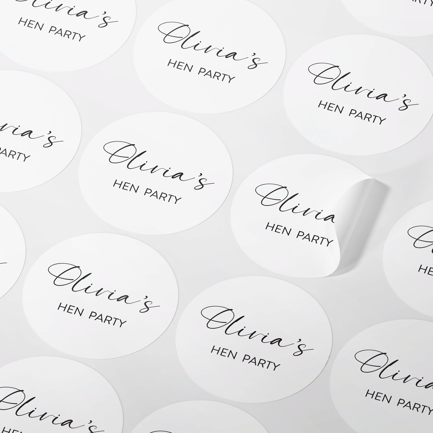 Personalised Minimalistic Hen Party Stickers