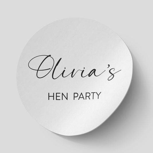 Personalised Minimalistic Hen Party Stickers