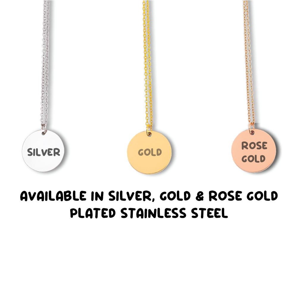 3 necklace colours available, Silver, Gold, Rose Gold