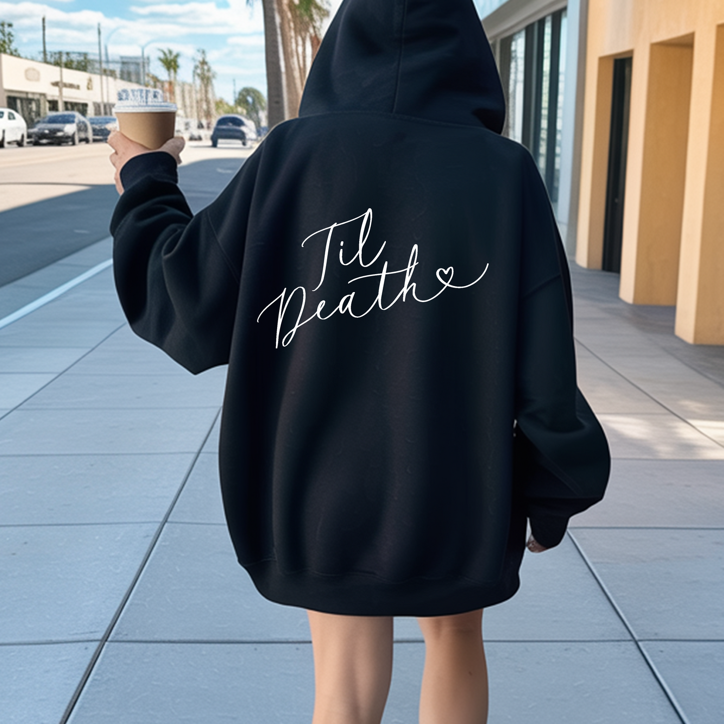 Til Death Matching Wedding Hoodie UK – Bride & Groom Set (Black)