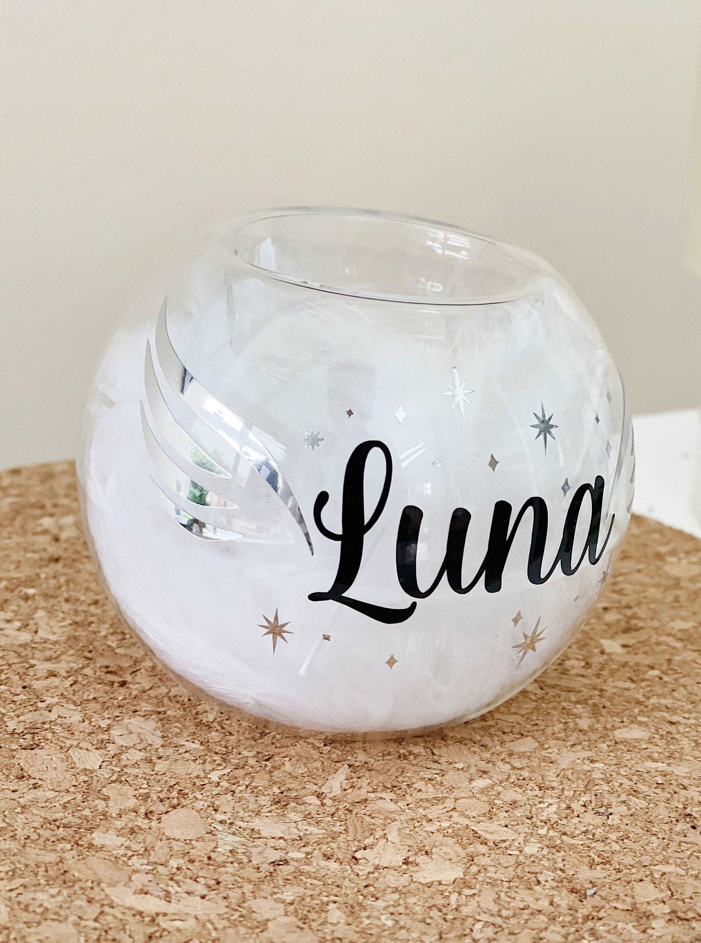 Name with Wings Memorial Tealight Holder