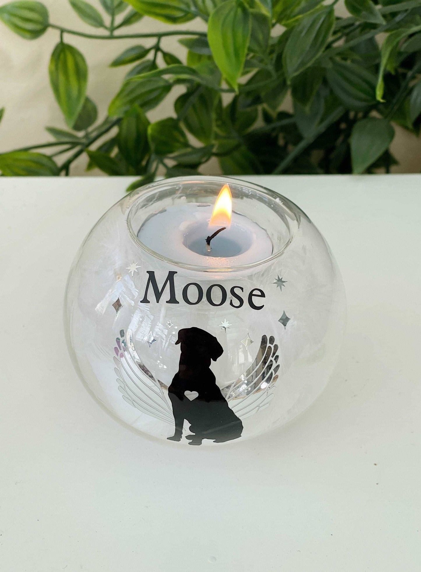 Personalised Labrador Retriever Tealight Holder Dog Memorial Canvas & Bear 