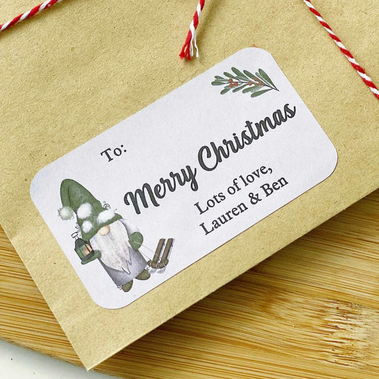 Grey Gnome Gift Label Sticker