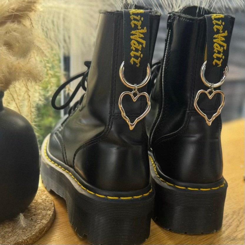 Silver Heart Boot Charms  Set of 2 Charms for Doc Martens & Boots
