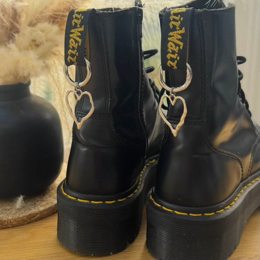 Silver Heart Boot Charms  Set of 2 Charms for Doc Martens & Boots