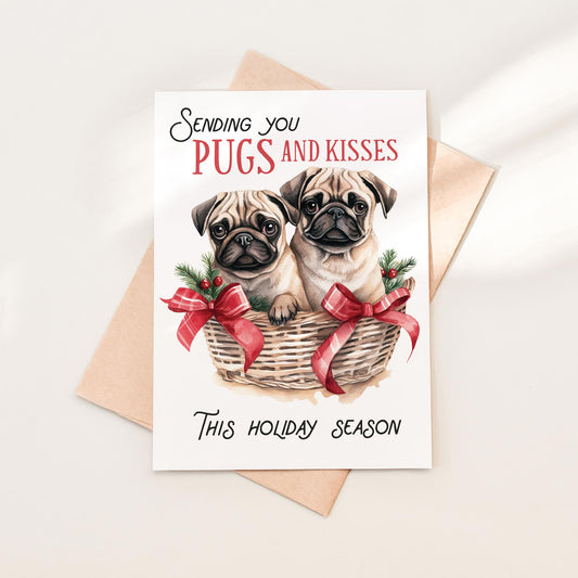 Pugs & Kisses Christmas Card