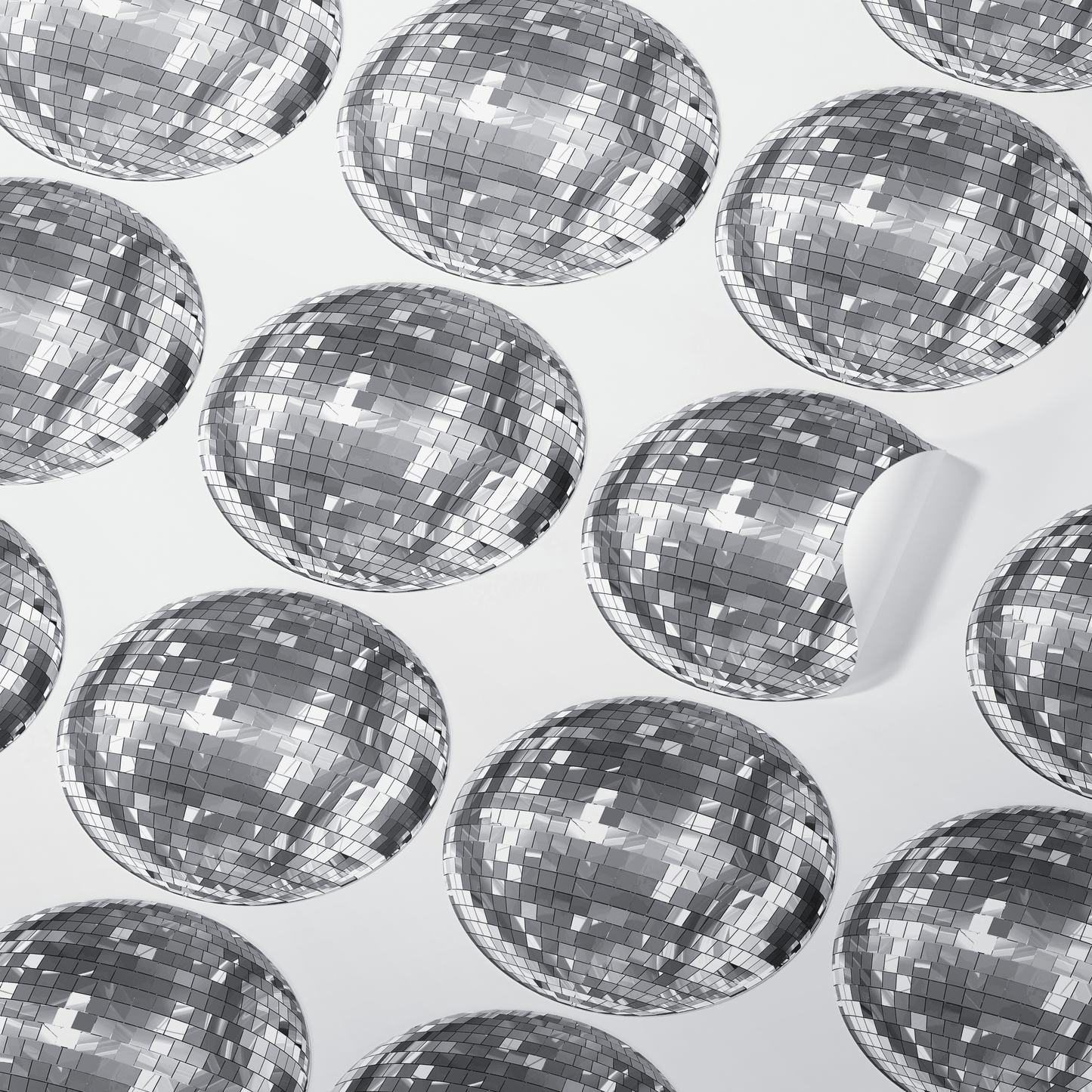 Silver Disco Ball Stickers