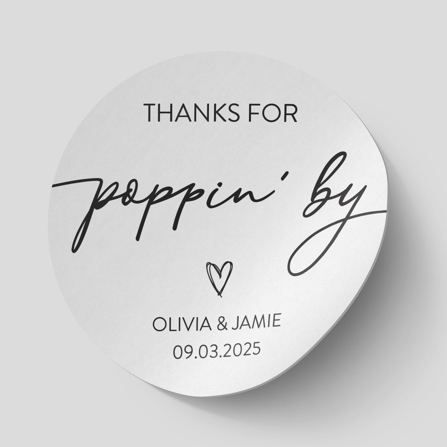 Personalised Thanks for Poppin' By Stickers