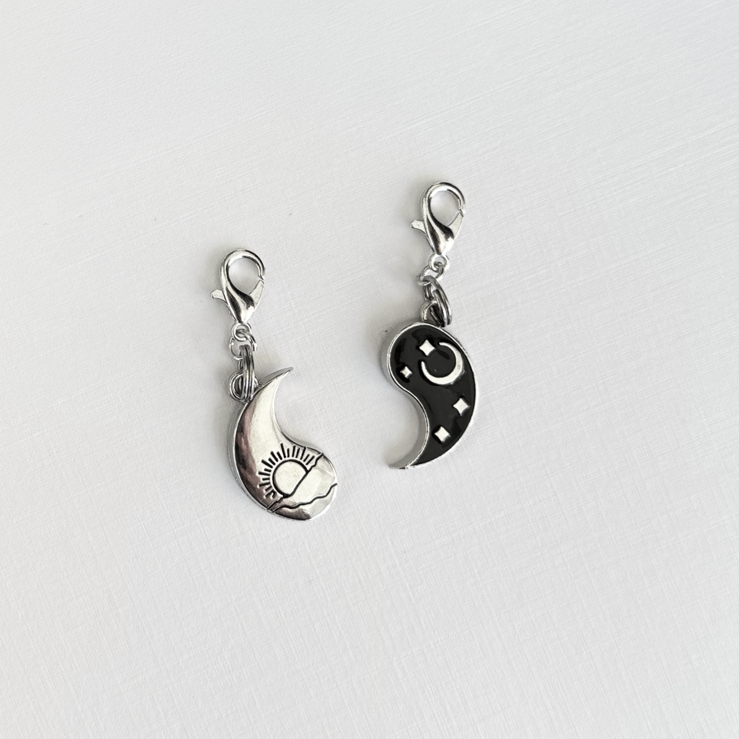 Sun & Moon Duo Boot Chain Charms – Best Friend & Couple Matching Pendant Set