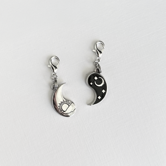 Sun & Moon Duo Boot Chain Charms – Best Friend & Couple Matching Pendant Set