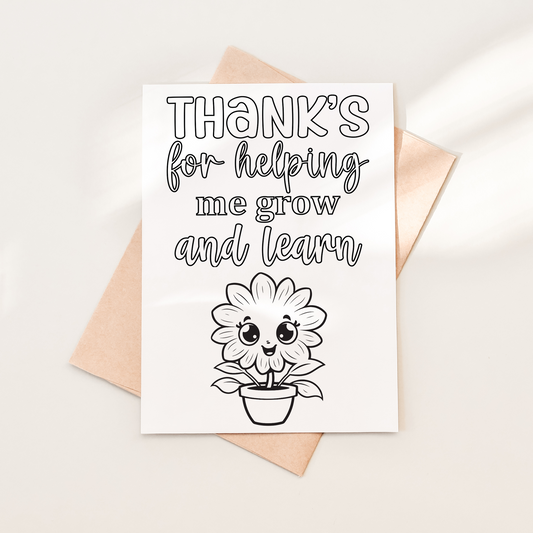 Teacher Thank You Colour In Card