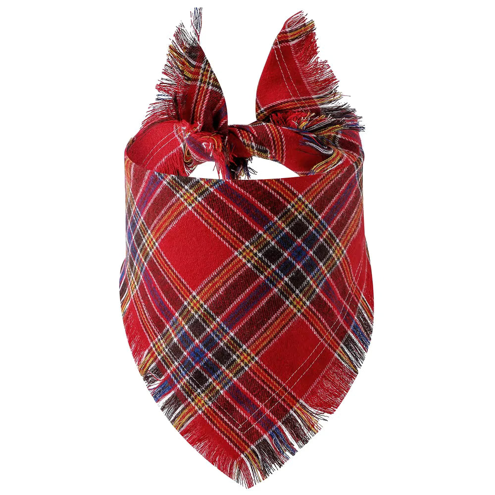 Embroidered Pet Bandana – Checkered Design | Custom Dog Scarf (Medium)