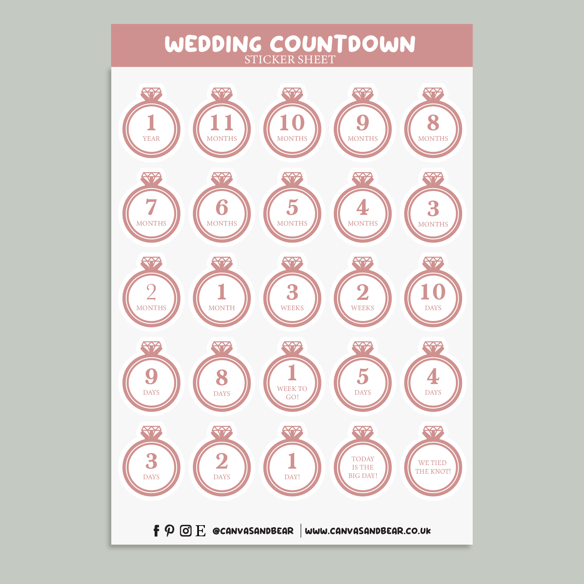Countdown Stickers Samples Wedding Countdown Planner Stickers – Canvas & Bear