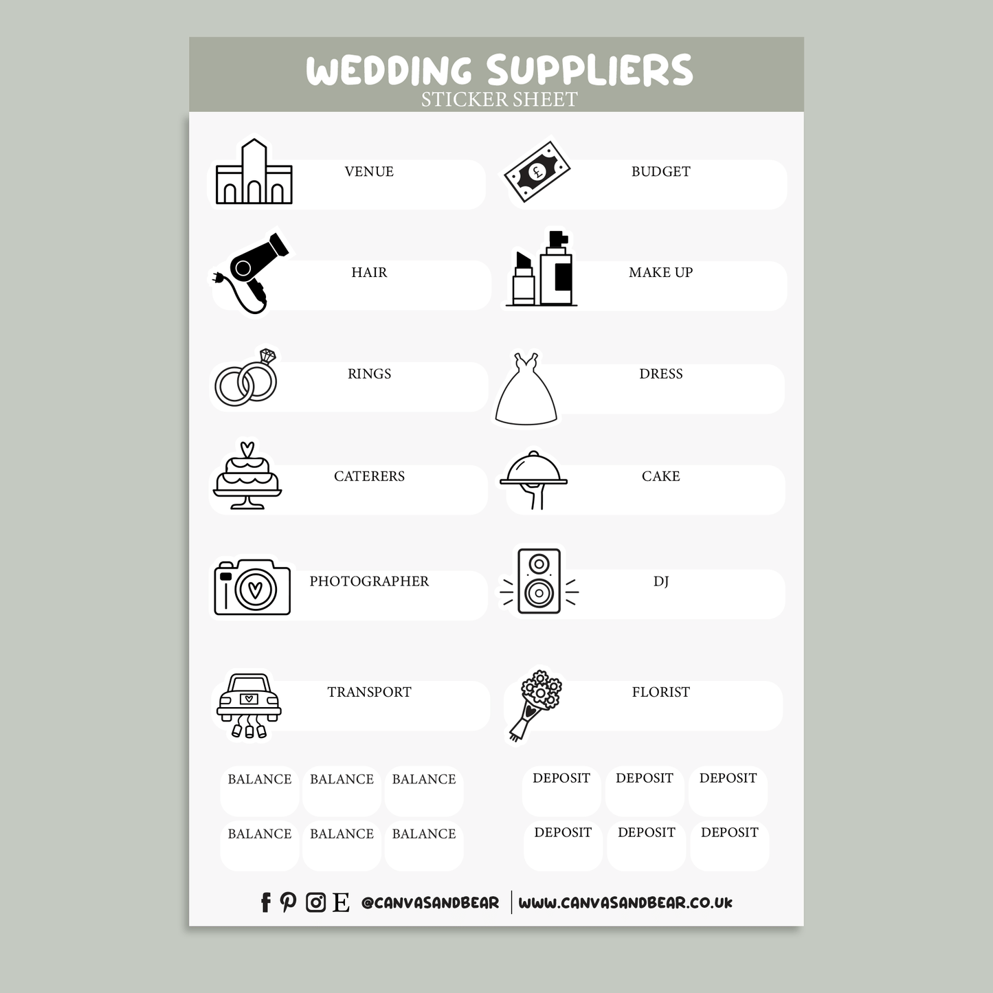 Wedding Suppliers Planner Stickers