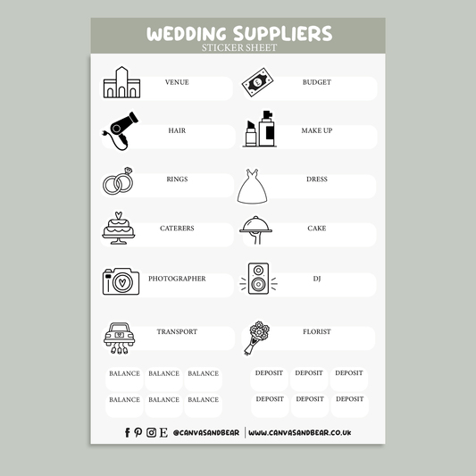 Wedding Suppliers Planner Stickers