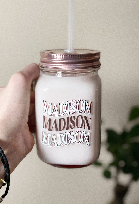 Personalised Mason Jar Mug Drinkware Canvas & Bear 
