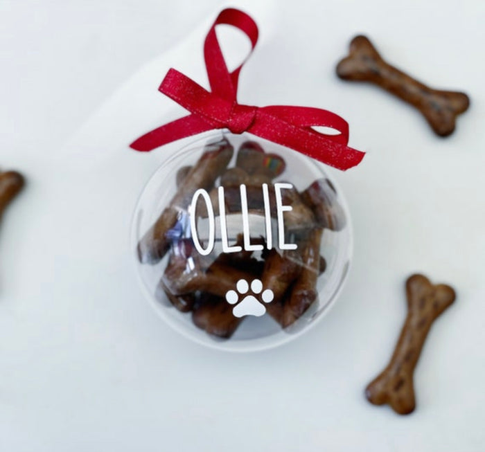 Personalised Dog Treat Bauble - Refillable Christmas Ornament for Your Pet